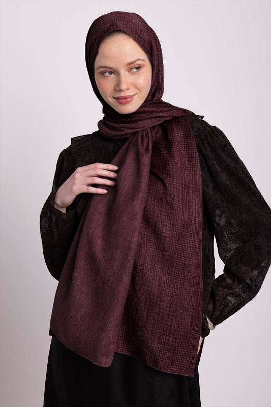 Aura Monogram Çift Taraflı Şal Bordo