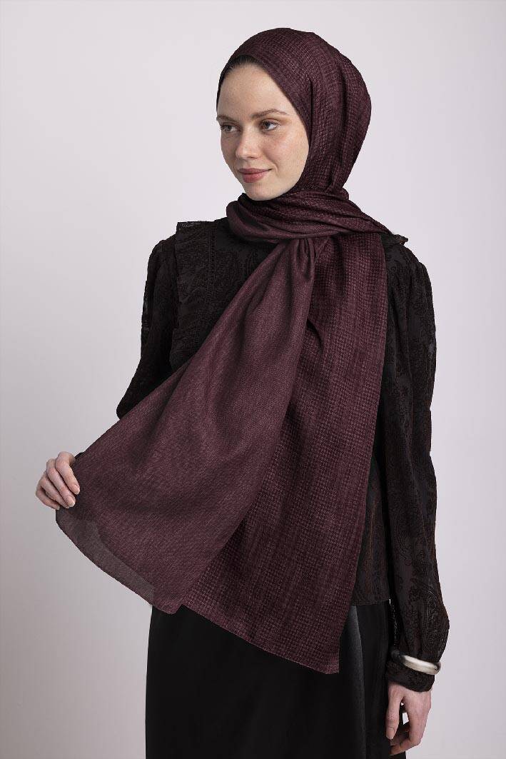 Aura Monogram Çift Taraflı Şal Bordo