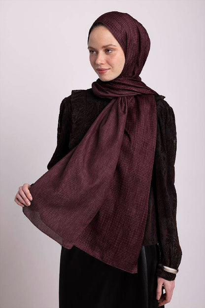 Aura Monogram Çift Taraflı Şal Bordo