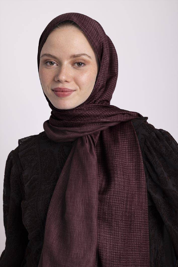 Aura Monogram Çift Taraflı Şal Bordo