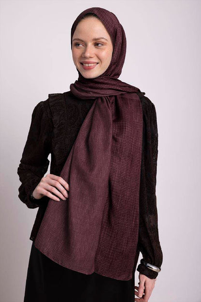 Aura Monogram Çift Taraflı Şal Bordo