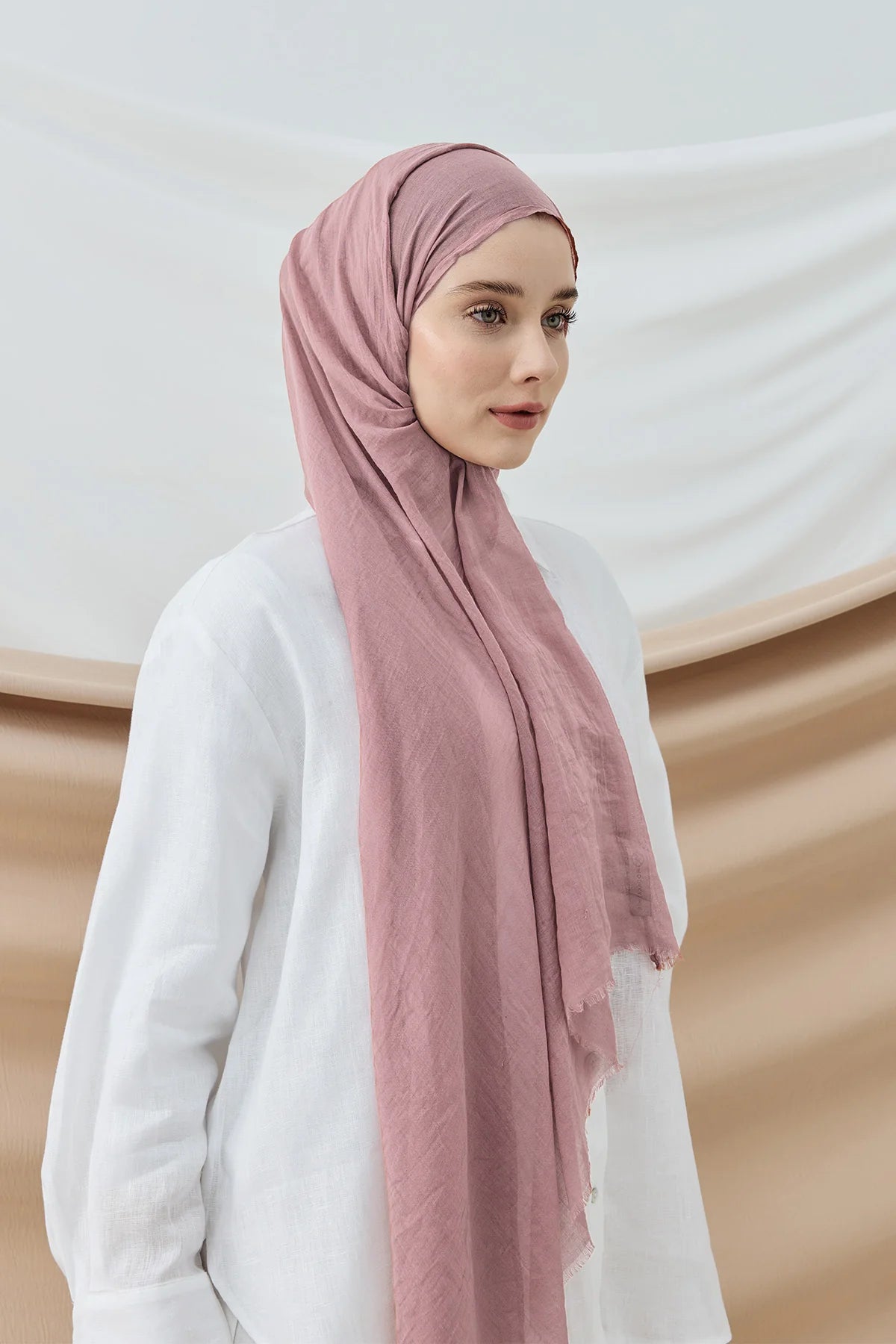 Aya Serisi Düz Kadın Şal - Pudra