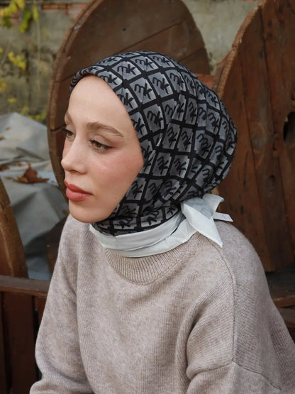 Monark Mk Desen Lina Eşarp Beyaz
