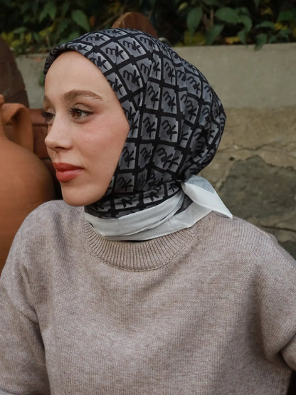 Monark Mk Desen Lina Eşarp Beyaz