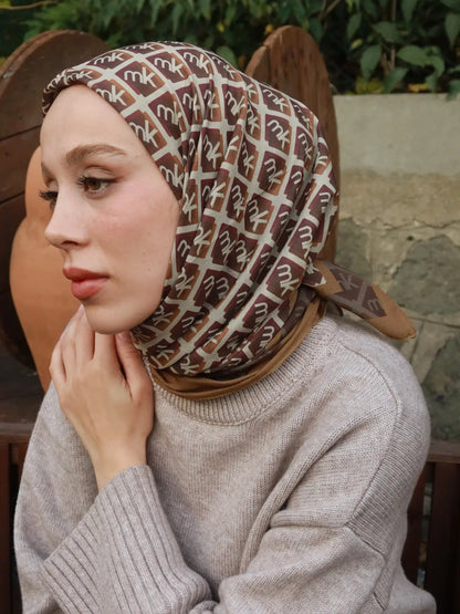 Monark Mk Desen Lina Eşarp Karamel
