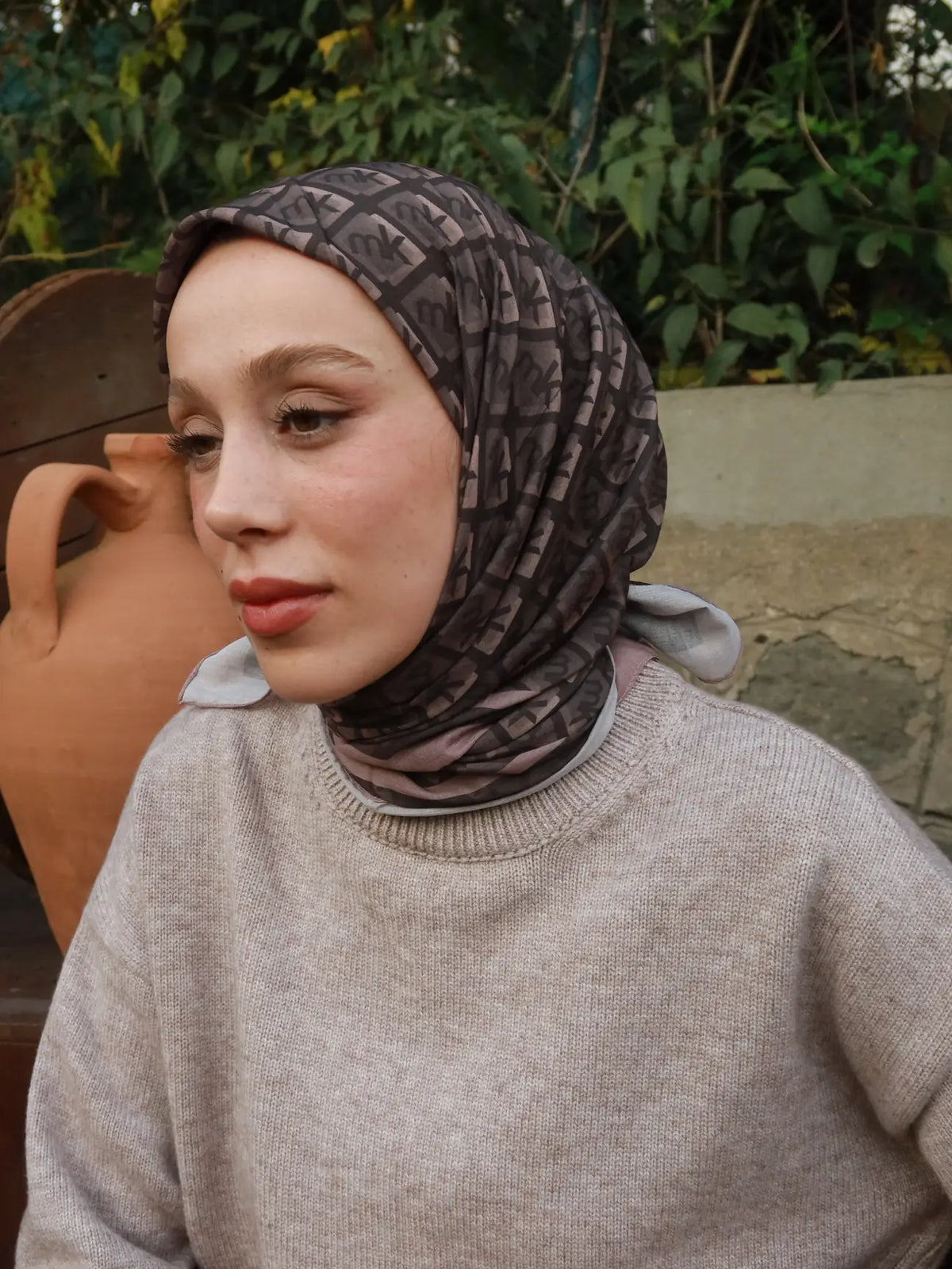 Monark Mk Desen Lina Eşarp Vizon