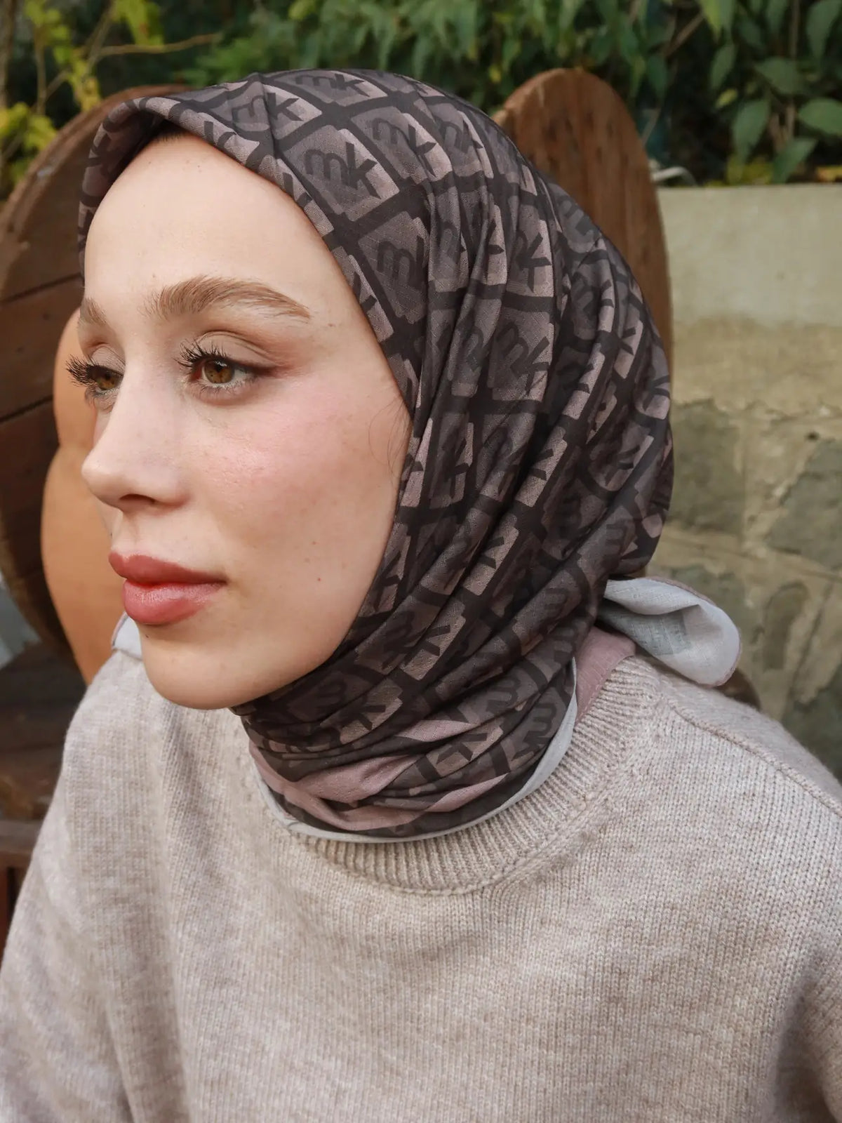 Monark Mk Desen Lina Eşarp Vizon