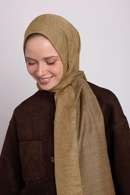 Şebnem Hattı Monogram Desenli Çift Taraflı Şal - Safran Sarı