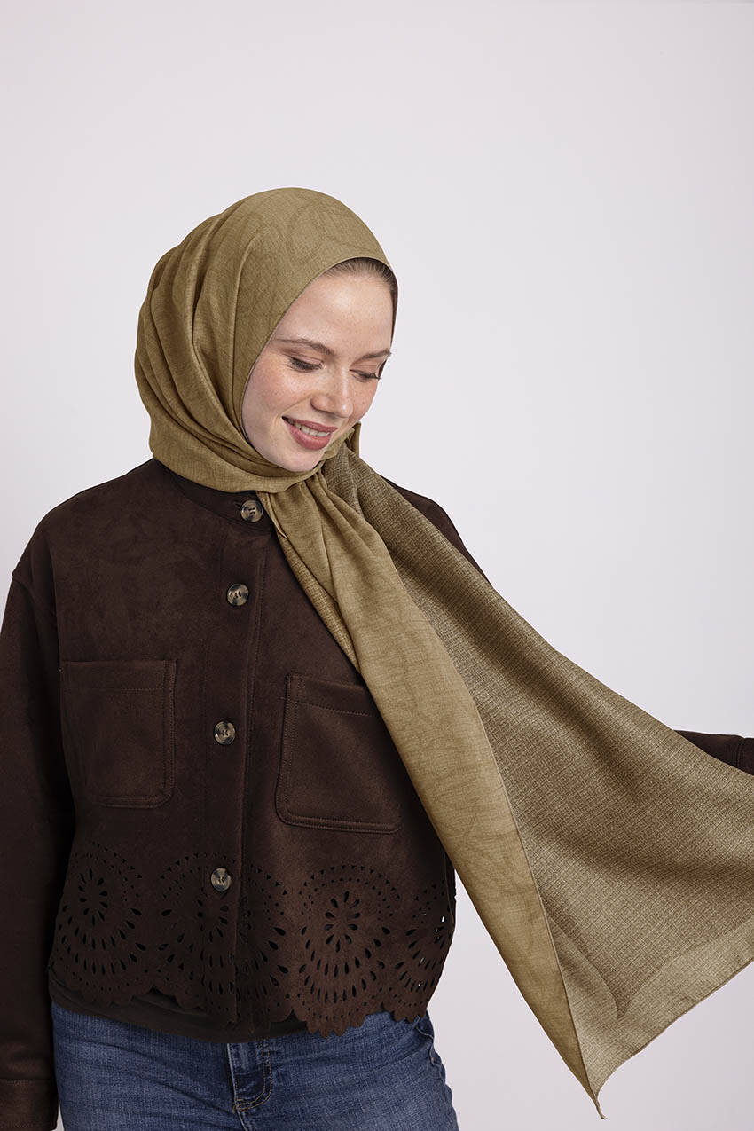 Şebnem Hattı Monogram Desenli Çift Taraflı Şal - Safran Sarı